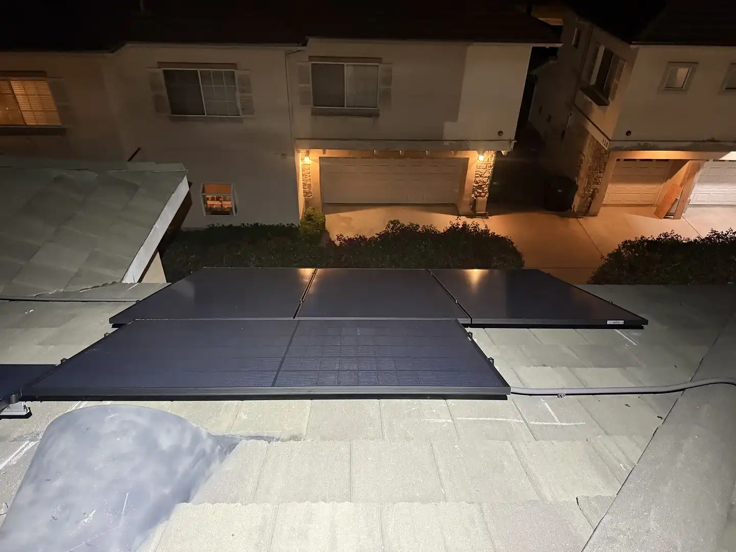 Close-up of installed solar panels on Arcadia residential roof