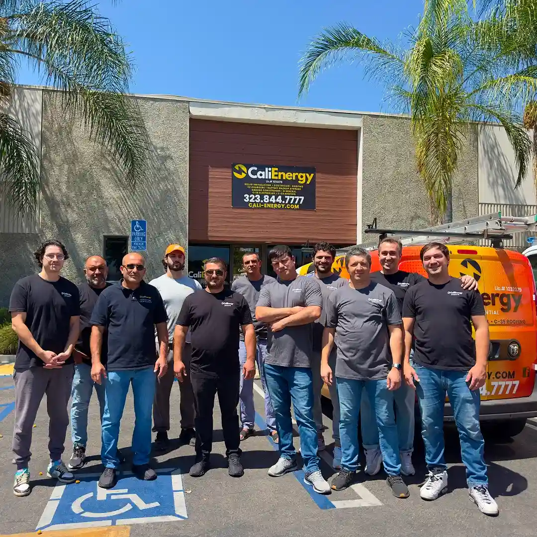 Cali Energy in-house crew outside the Northridge office on Parthenia Street