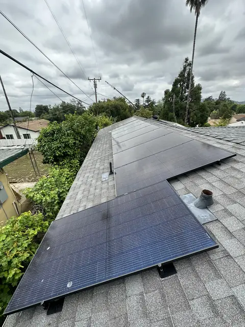 Finished rooftop solar panels on a Altadena home