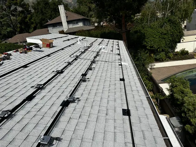Finished rooftop solar panels on a Altadena home