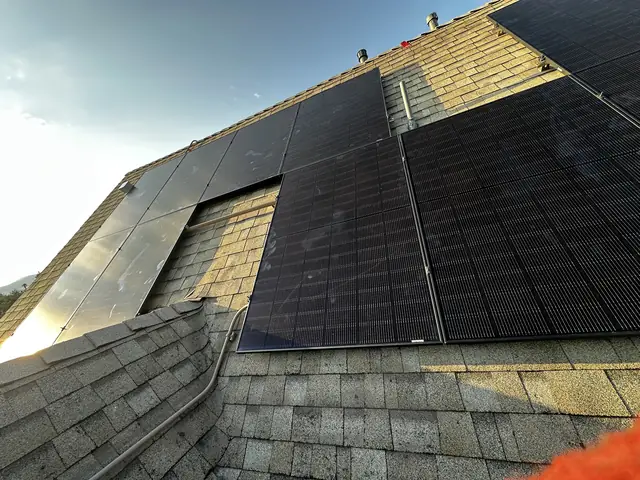 Finished rooftop solar panels on a Altadena home