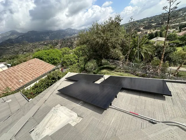 Finished rooftop solar panels on a Altadena home