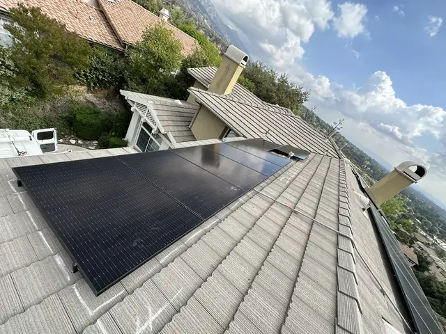 solar panel array on a tile roof in Altadena, CA