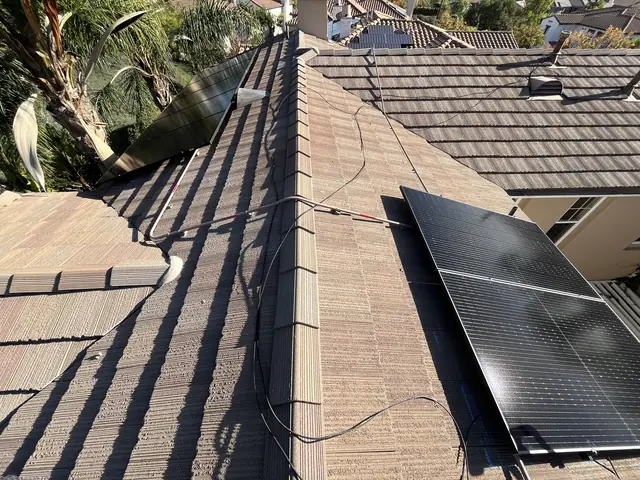 Finished rooftop solar panels on a Altadena home
