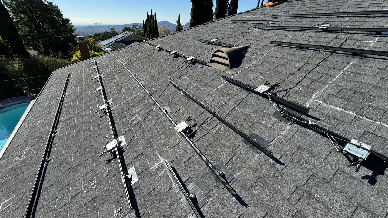 Finished rooftop solar panels on a Altadena home