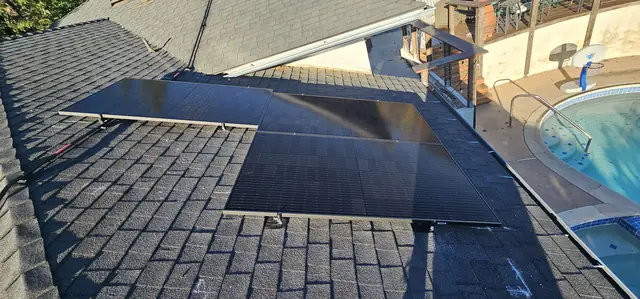 solar panel array on a composition shingle roof in Altadena, CA
