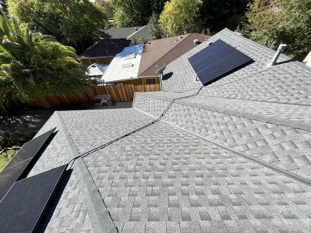 solar panel array on a composition shingle roof in Altadena, CA