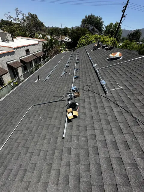 solar panel array on a composition shingle roof in Burbank, CA