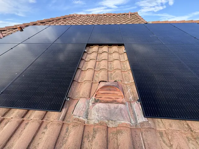 Finished rooftop solar panels on a Camarillo home