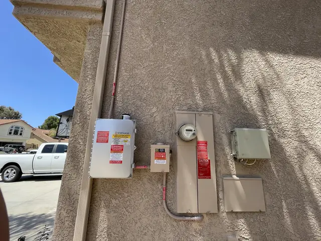 Solar panel mounting detail on a composition shingle roof in Camarillo, CA