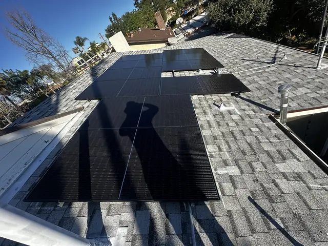 Finished rooftop solar panels on a Canoga Park home