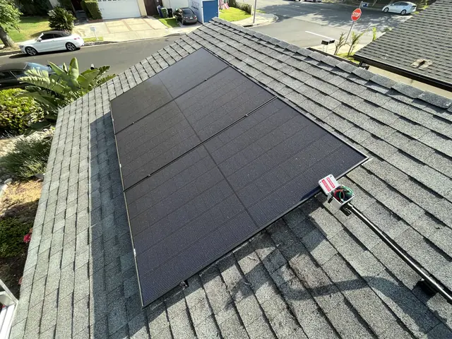 solar panel array on a composition shingle roof in Canoga Park, CA