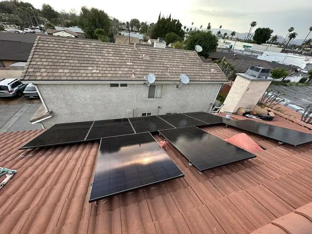solar panel array on a tile roof in Canoga Park, CA