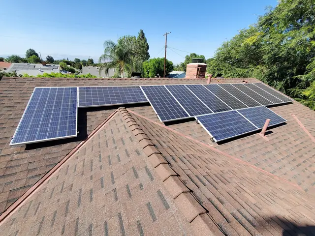 Solar array close-up in Canoga Park, CA