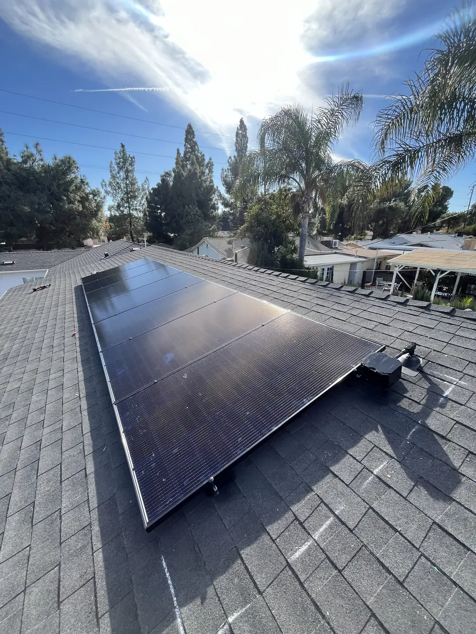 Compact all-black solar array in Canoga Park