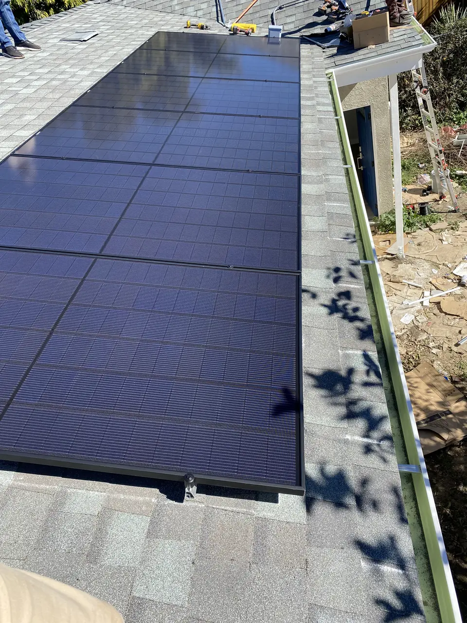 solar panel array on a composition shingle roof in Canoga Park, CA