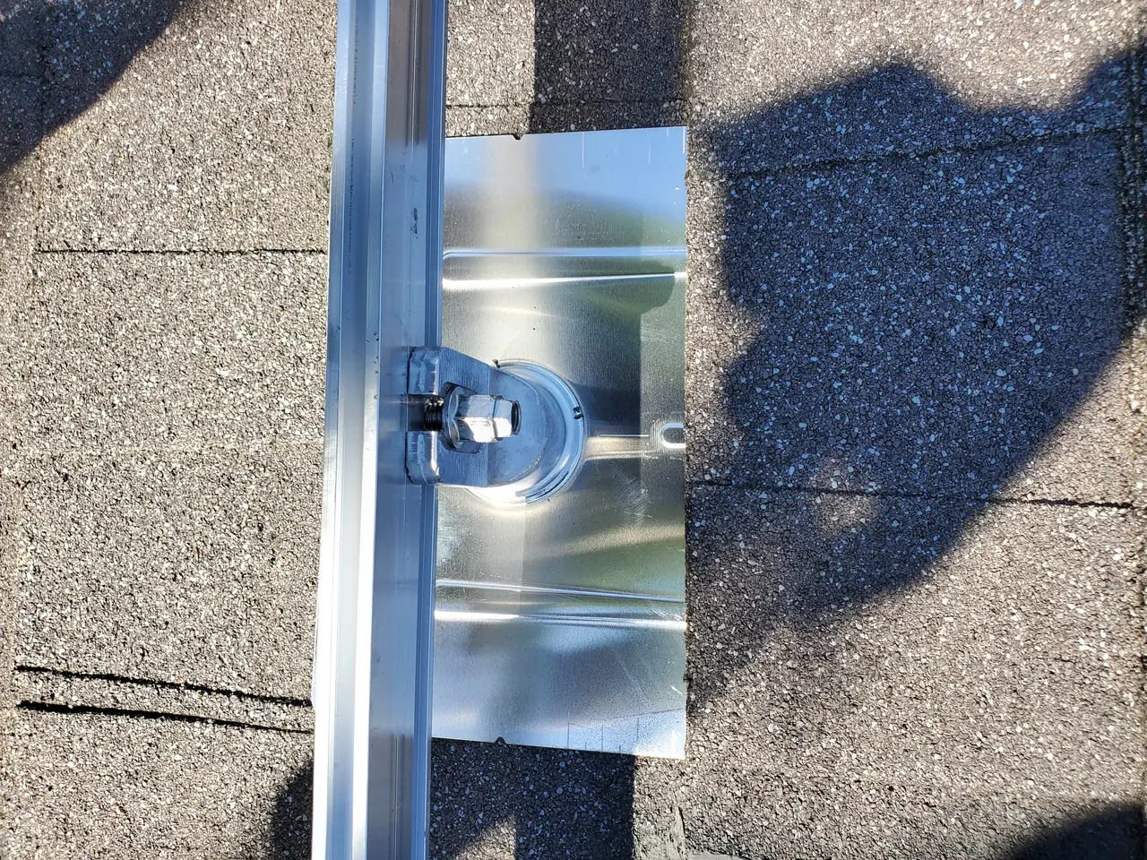 Flashed mounting attachment on composition shingle, Canoga Park