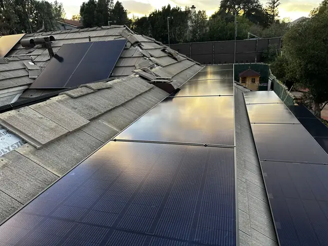 Finished rooftop solar panels on a Chatsworth home