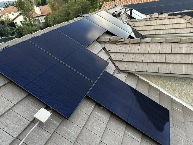solar panel array on a tile roof in Chatsworth, CA