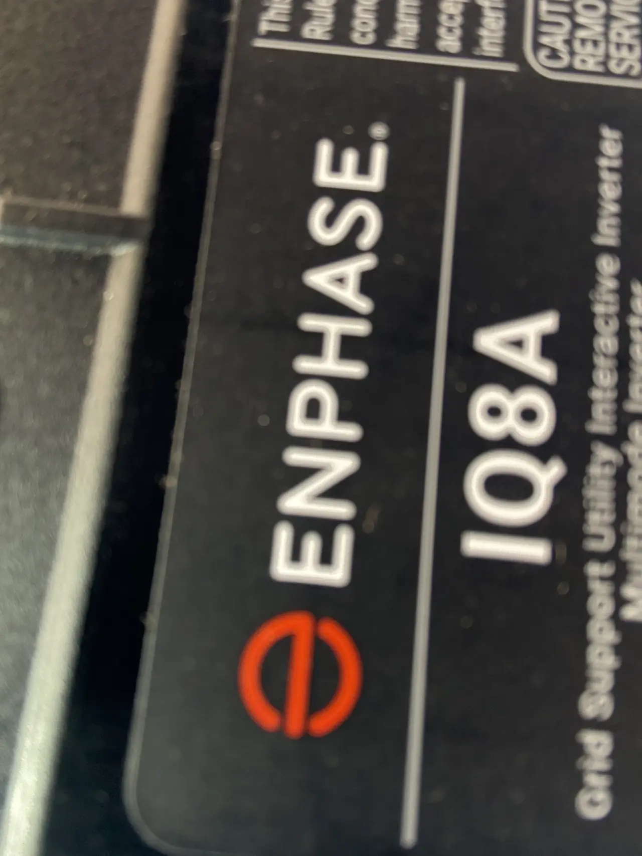 Enphase IQ8A microinverter label, Chatsworth