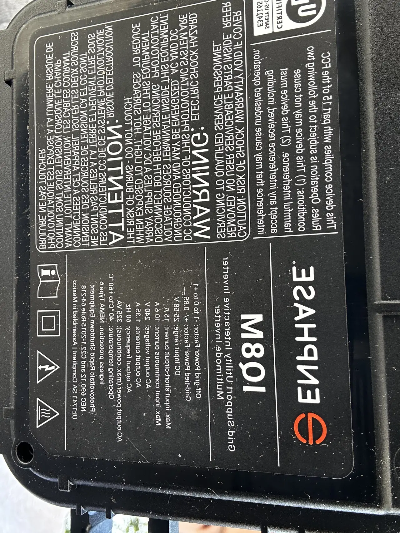 Enphase IQ8M microinverter label, Chatsworth