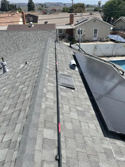 Finished rooftop solar panels on a Covina home