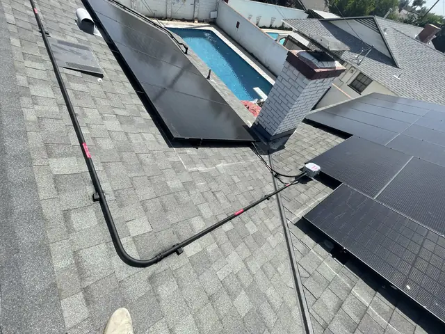 solar panel array on a composition shingle roof in Covina, CA
