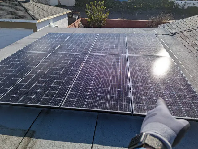 Solar array close-up in Covina, CA