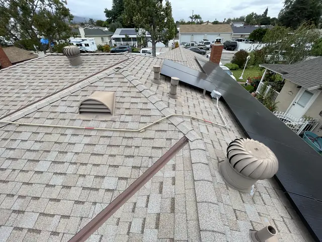 Finished rooftop solar panels on a Covina home