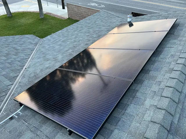 Finished rooftop solar panels on a Covina home