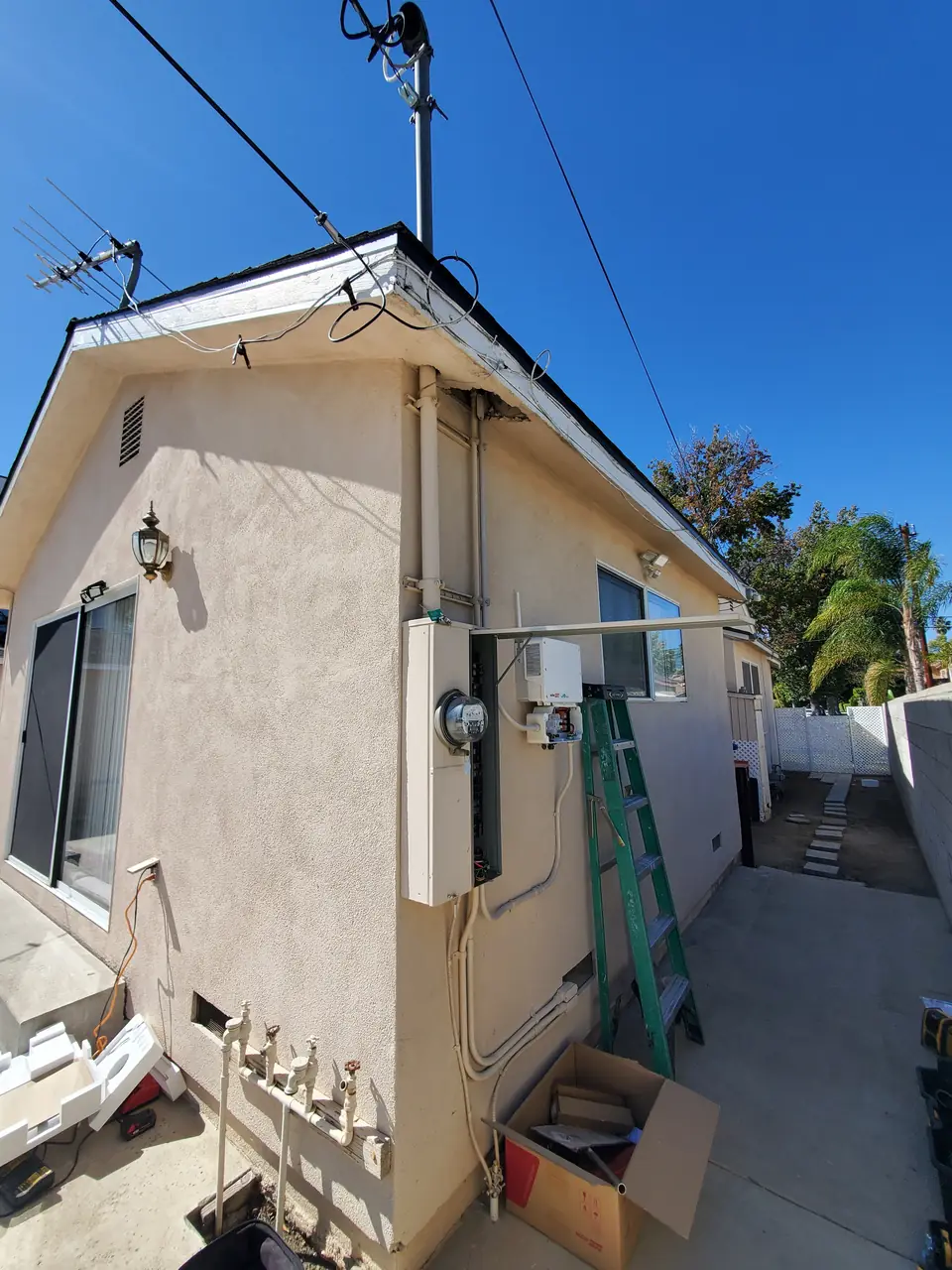 Solar installation with a new main service panel in Encino hills