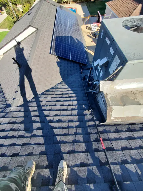 Finished rooftop solar panels on a Encino home