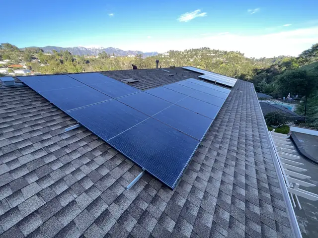 Finished rooftop solar panels on a Glendale home