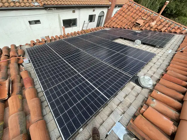 solar panel array on a composition shingle roof in Glendale, CA