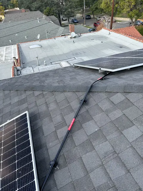 solar panel array on a composition shingle roof in Glendale, CA