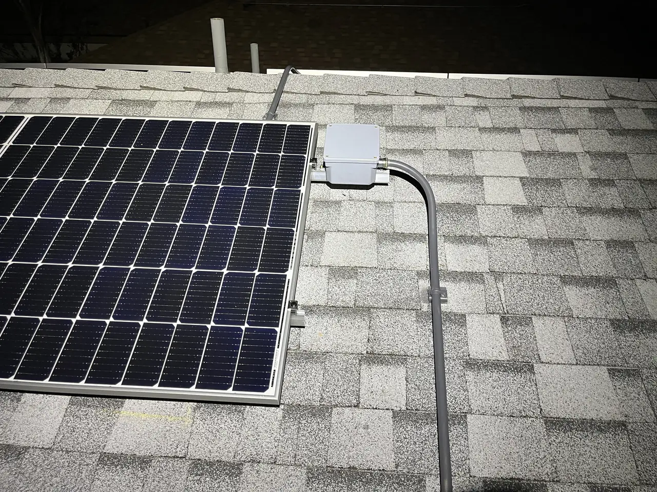 solar panel array on a composition shingle roof in Glendale, CA