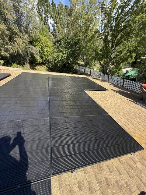 Solar panel mounting detail on a rooftop in Granada Hills, CA