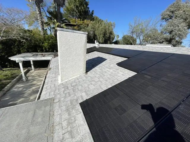 Finished rooftop solar panels on a Granada Hills home