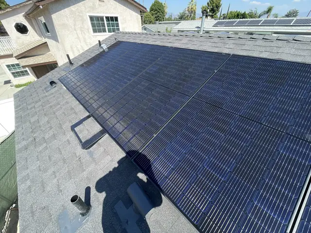 Finished rooftop solar panels on a Granada Hills home