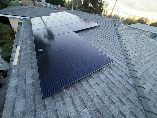 solar panel array on a rooftop in Granada Hills, CA