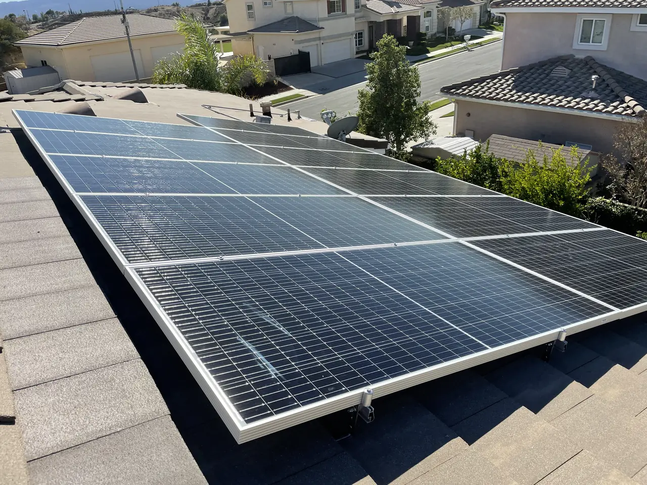 Completed residential solar project in Granada Hills, CA