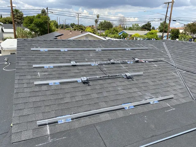 3.2 kW solar panel array on a composition shingle roof in Lakewood, CA