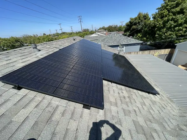 Finished rooftop solar panels on a Lakewood home