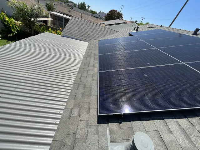 4.29 kW solar panel array on a composition shingle roof in Lakewood, CA