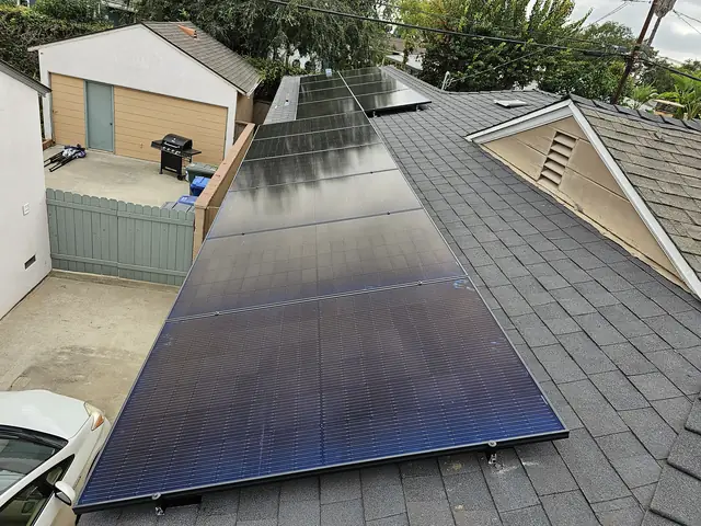 Finished rooftop solar panels on a Lakewood home
