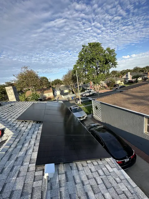 Finished rooftop solar panels on a Lakewood home