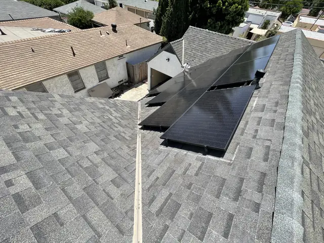 Solar array close-up in Long Beach, CA