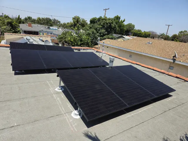 Solar array close-up in Long Beach, CA