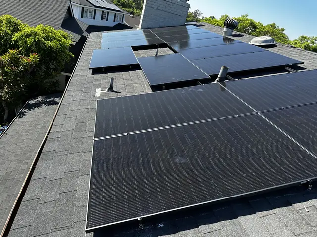 Solar array close-up in Long Beach, CA