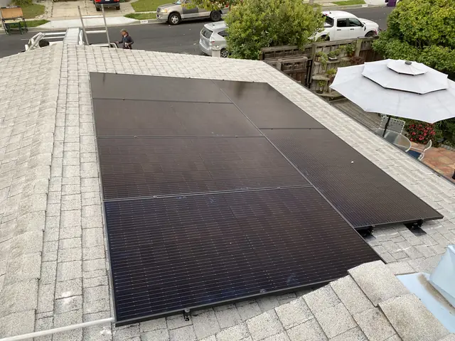 Finished rooftop solar panels on a Long Beach home